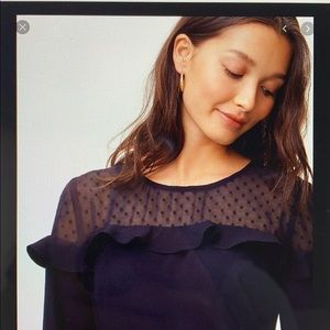 LOFT Sheer Dot Yoke Shift Dress